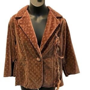 Angie Brown vintage velvet quarter sleeve blazer size Large indie sleaze